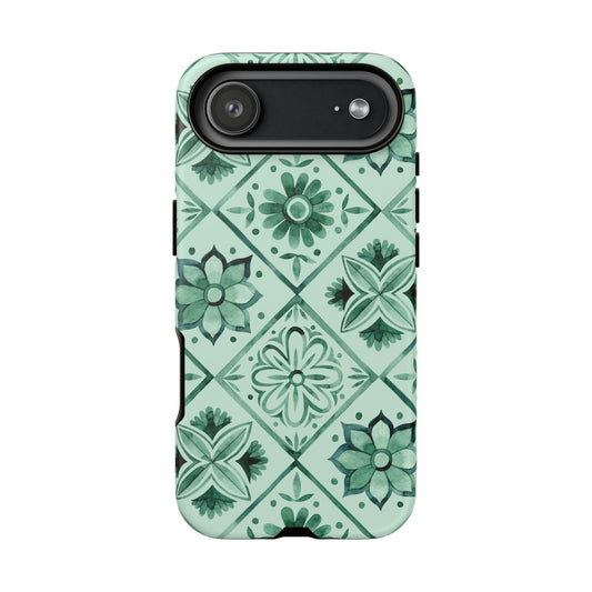 Sage Blossom Tiles | Tough | iPhone